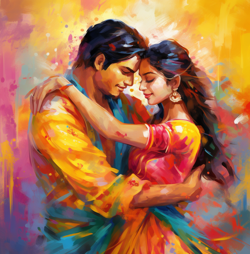 Indians in Thurrock Couple playing Holi